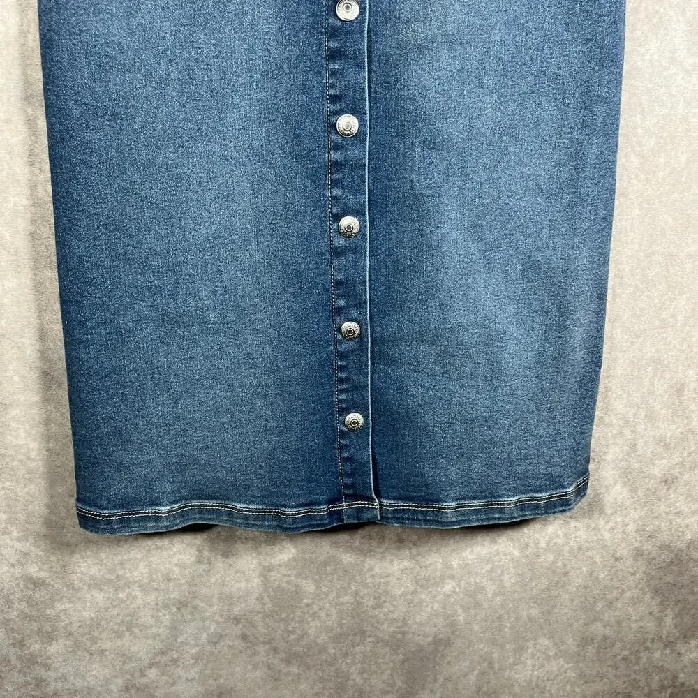 Levi's Skirtall Girls 12 Blue Denim Button Front Sleeveless V-Neck Casual School